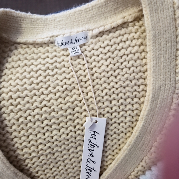 For Love & Lemons Pastel Colorblock Knit Cardigan - Yellow, Mint & Lilac - Picture 3 of 3